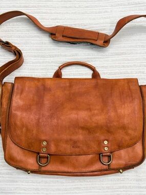 Will Leather Goods Cognac Brown Leather Messenger Bag / Satchel